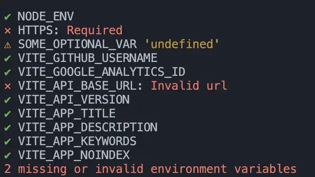 validate-env-vars output screenshot